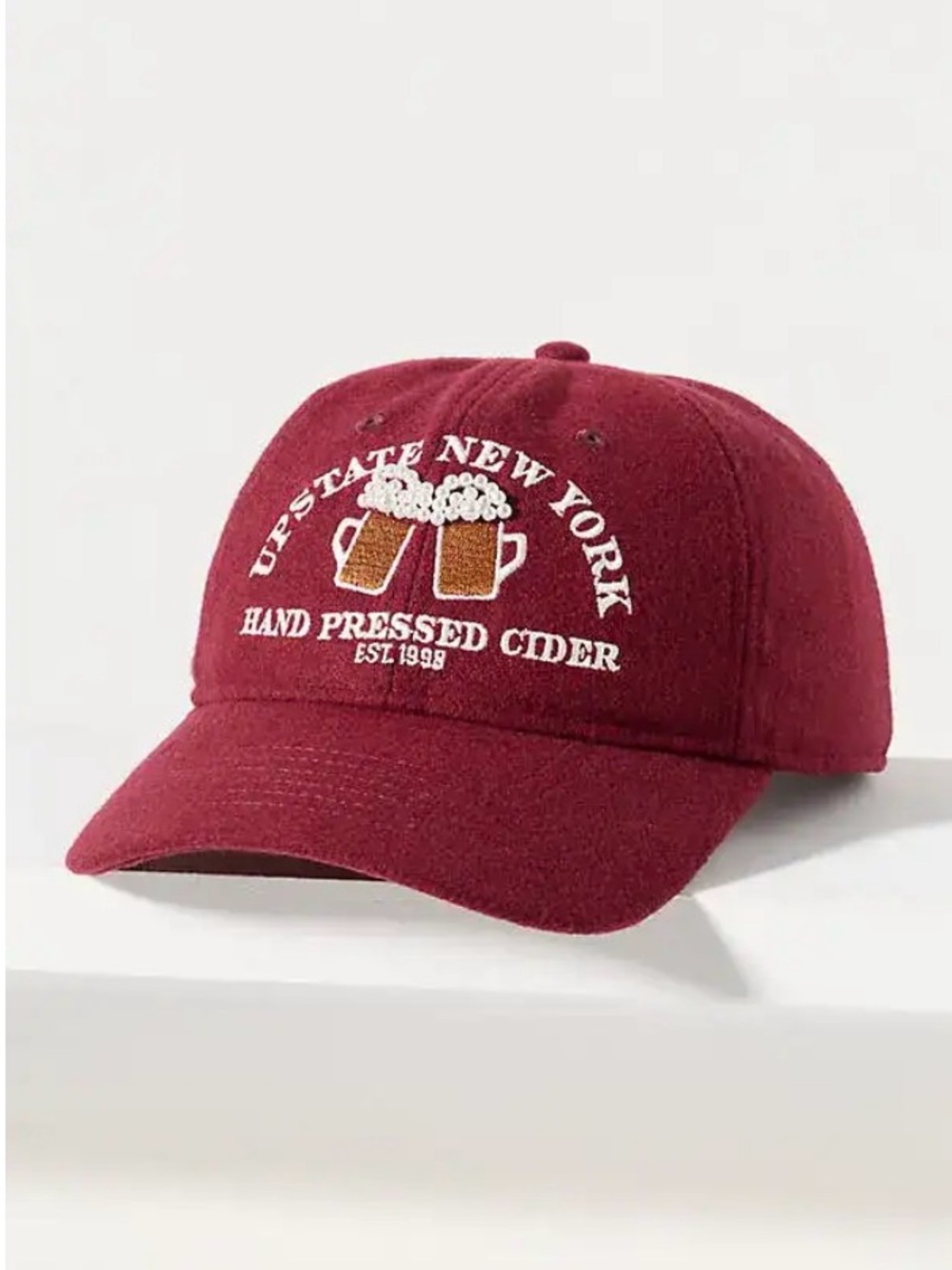 Anthropologie Upstate New York Hand Pressed Cider Hat NWOT Burgundy Strapback